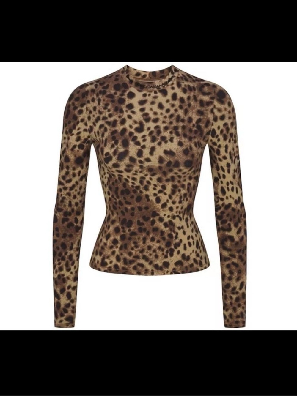 SKIMS/Dolce & Gabanna Leopard Print Long Sleeve Top - Brown/Tan